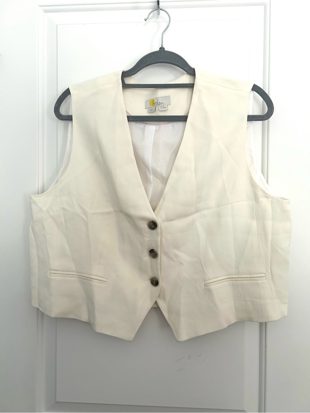 Boden White Cropped Vest Office Siren
